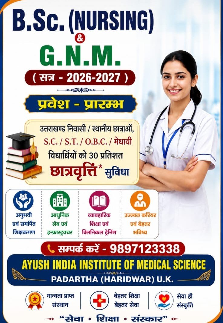 Admission poster for B.Sc Nursing and G.N.M.